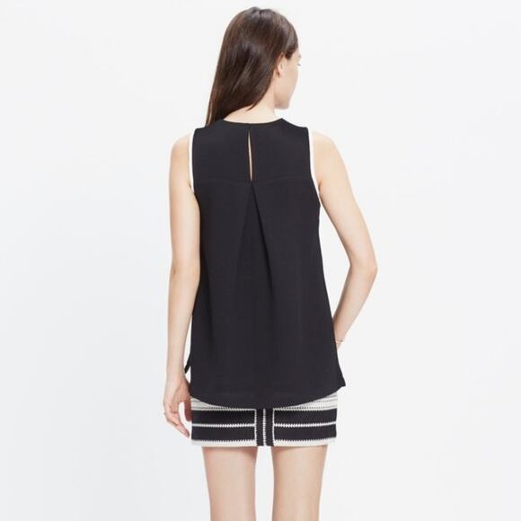 Madewell XS Crepe Canal Tank Black White - Picture 3 of 8